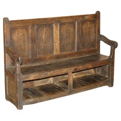 Antique STUNNiNG 17TH CENTURY ANGLESEY WALES SETTLE BENCH LOVELY HALLWAY TAVERN SEATING