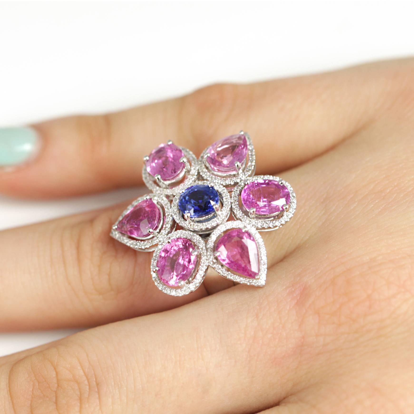 pink and blue sapphire ring