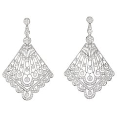 Stunning 18 Karat White Gold and 2.62 Carat Diamond Fan Earrings-Retail $9, 500