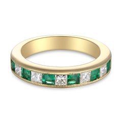 Stunning 18 Karat Yellow Gold, Diamond and Emerald Ring