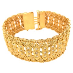 Stunning 18 Karat Yellow Gold Mesh Design Diamond Bracelet