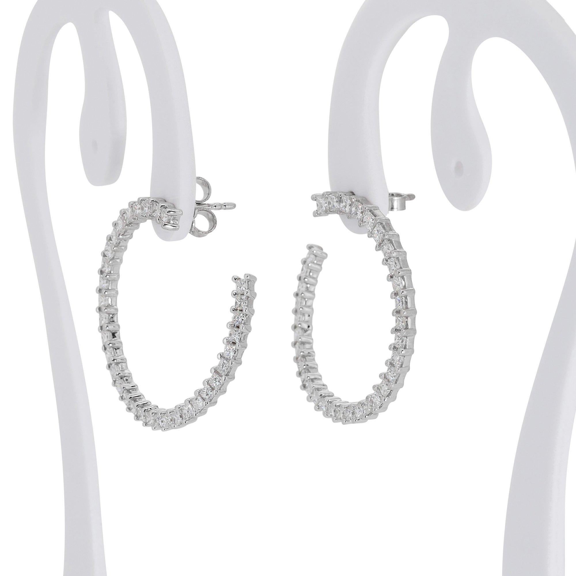 Captivant boucles d'oreilles semi-cercles en or blanc 18 carats Pour femmes en vente