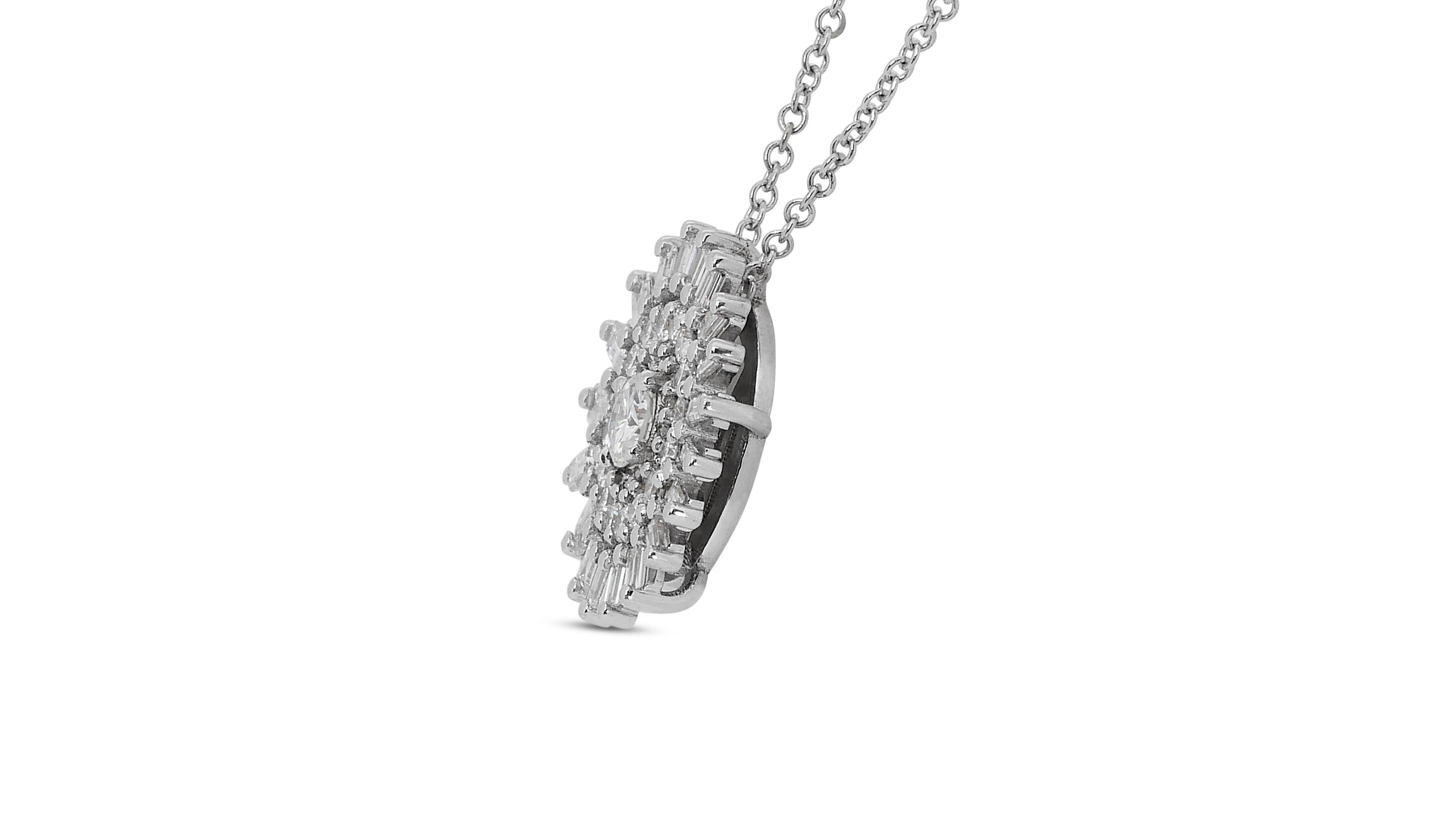 Women's Stunning 18 kt. White Gold Necklace with 1.11 ct Natural Diamonds - IGI Cert For Sale