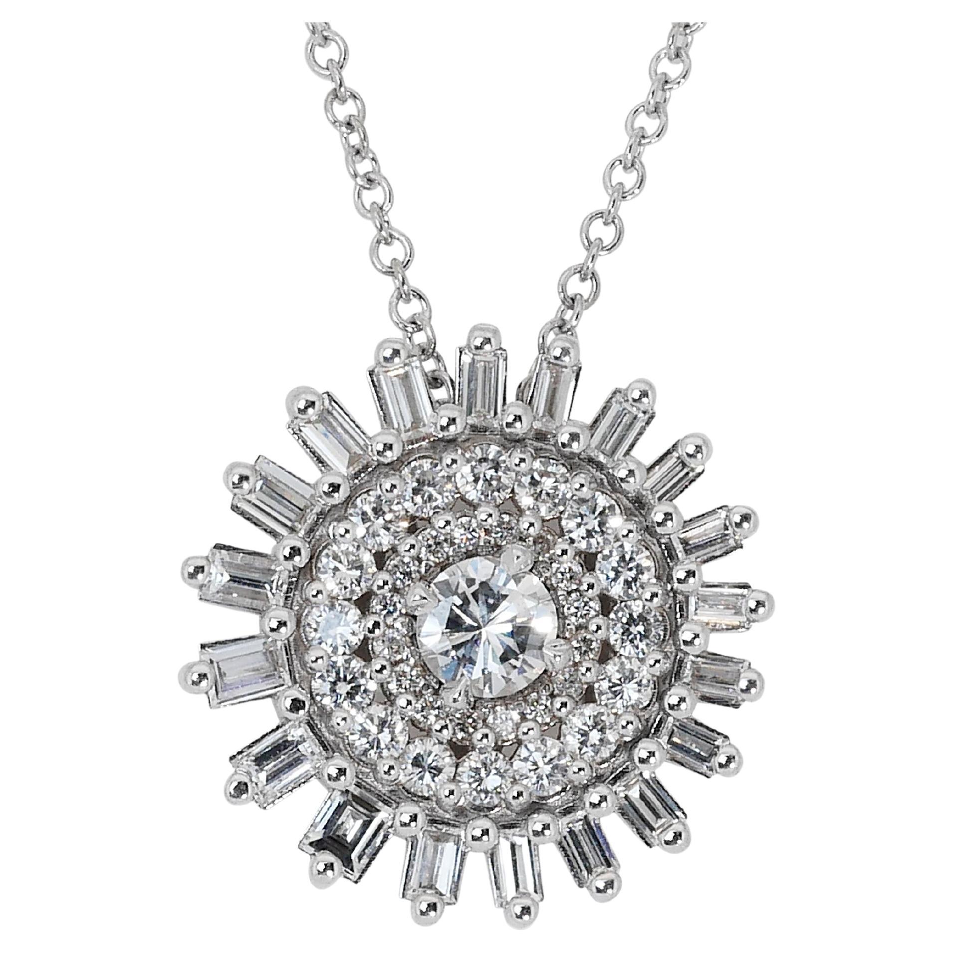 Superbe pièce de 18 kt. Collier en or blanc avec diamants naturels de 1,11 carat, certifiés IGI