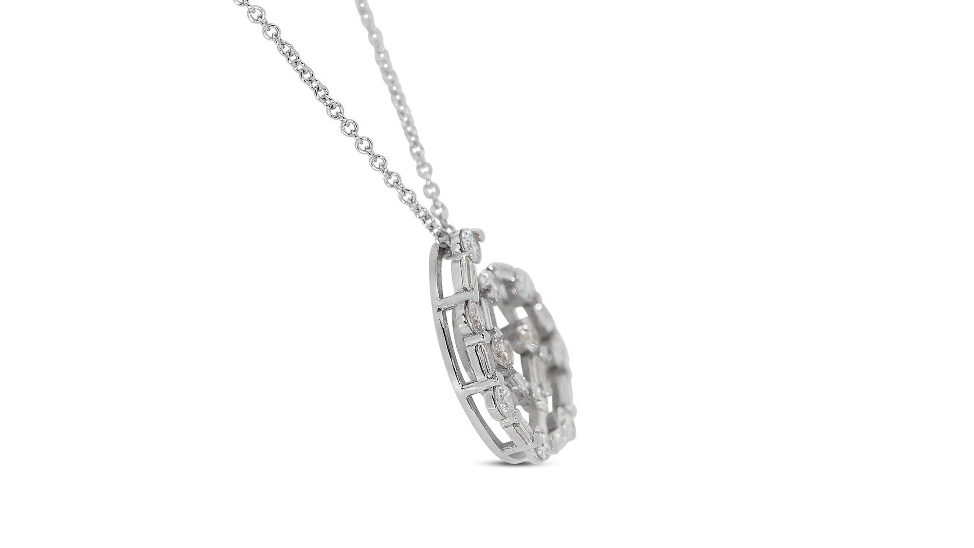 Women's Stunning 18 kt. White Gold Necklace with 1.43 ct Total Diamonds IGI Certificate For Sale