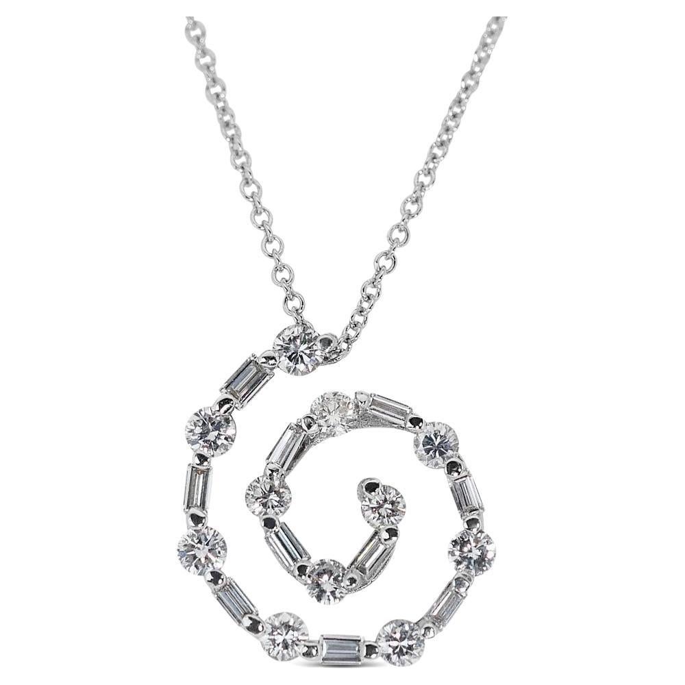 Stunning 18 kt. White Gold Necklace with 1.43 ct Total Diamonds IGI Certificate For Sale