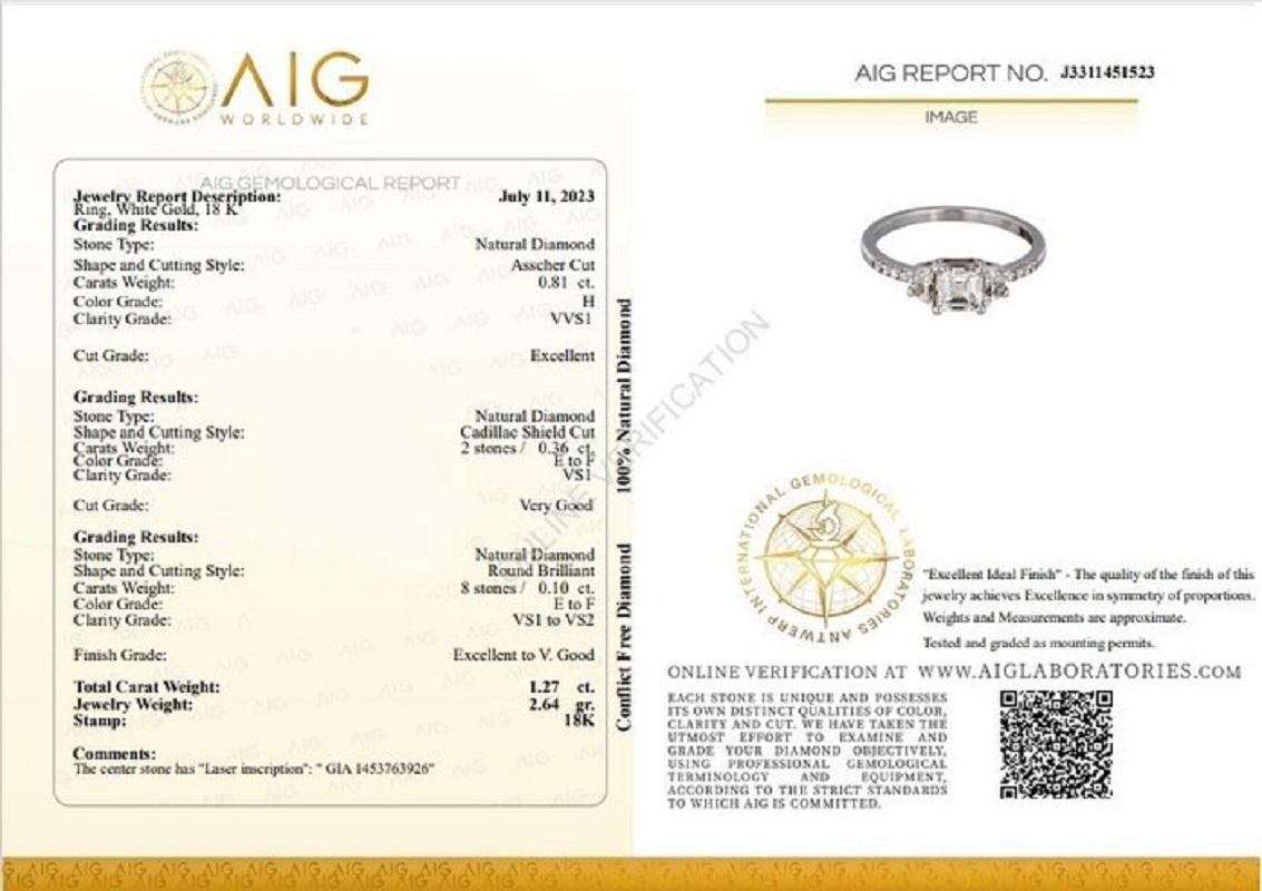 Stunning 18 kt. White Gold Ring with 1.27 ct Total Natural Diamonds - GIA Cert In New Condition In רמת גן, IL