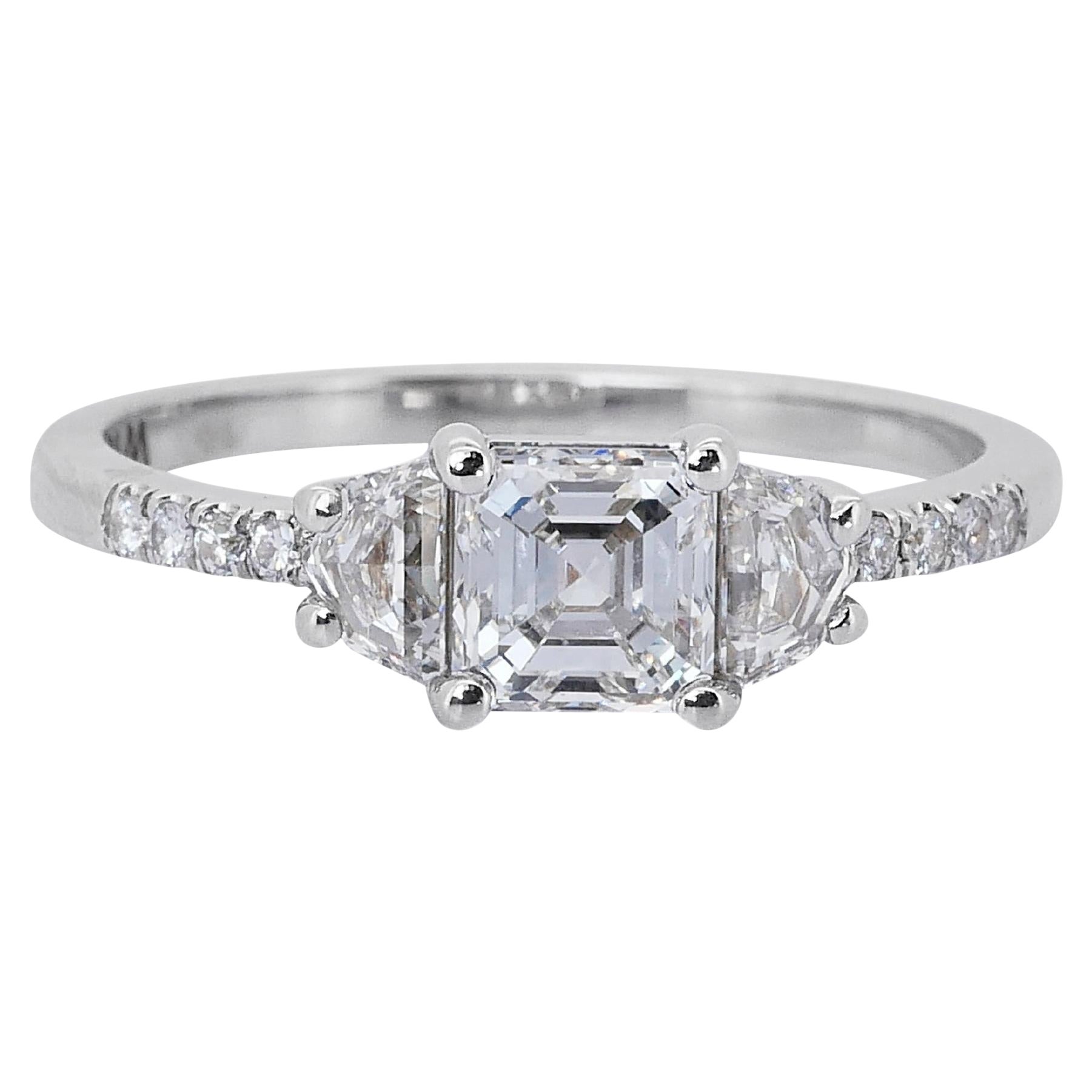 Stunning 18 kt. White Gold Ring with 1.27 ct Total Natural Diamonds - GIA Cert