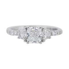 Stunning 18 kt. White Gold Ring with 1.44 ct Total Natural Diamonds - IGI Cert