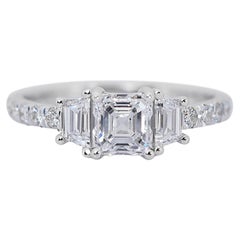  Stunning 18 kt. White Gold Ring with 1.71 ct Total Natural Diamonds - GIA Cert