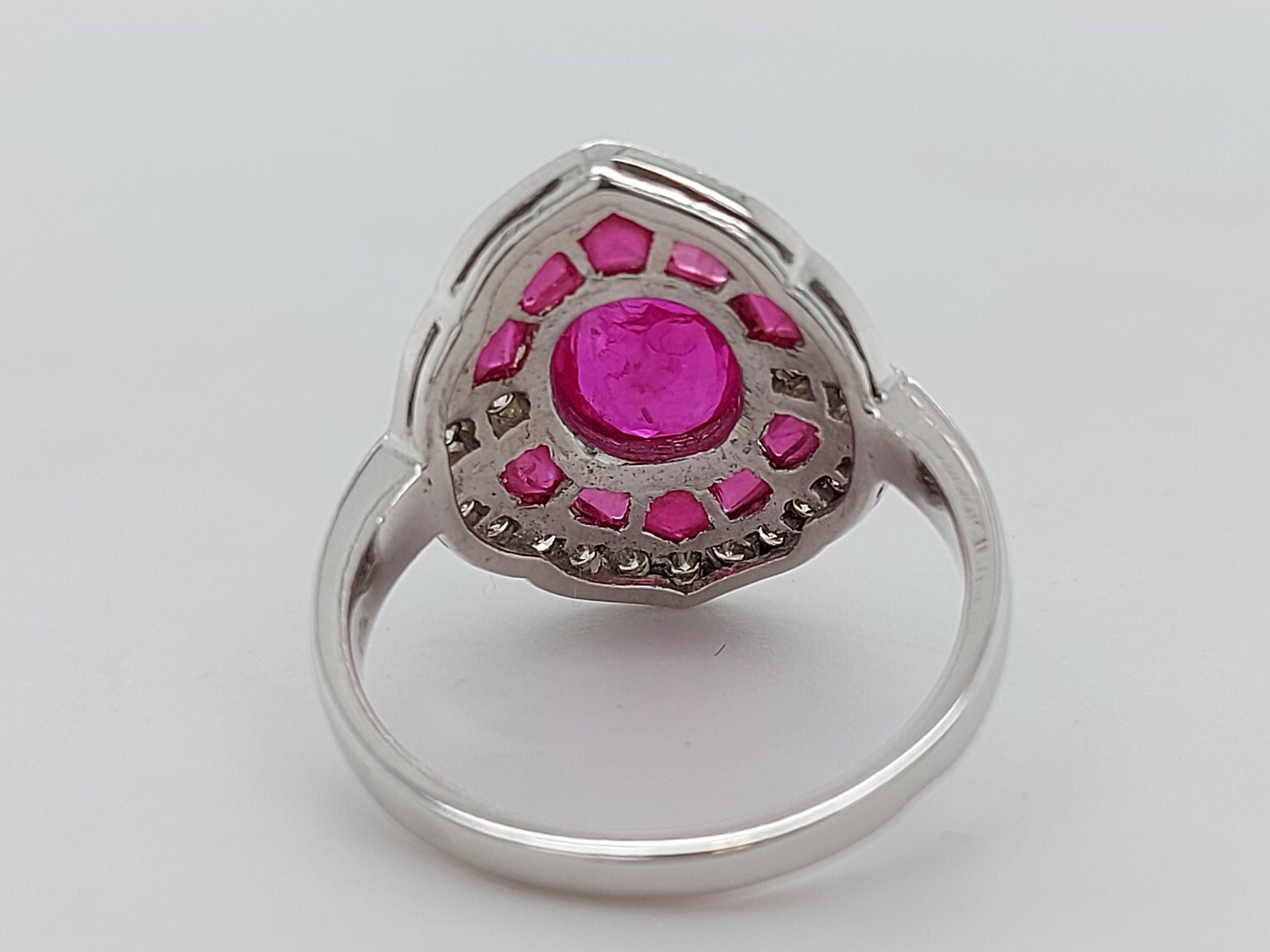 Artist Stunning 18 Karat White Gold Ring with Rubies and Brilliant Cut Diamonds For Sale