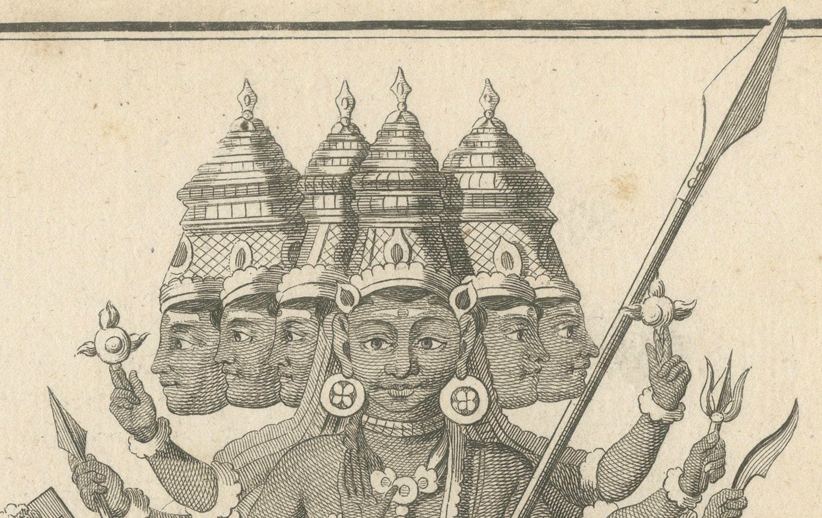 Early 19th Century Stunning 1808 Engraving: Subramanya on Peacock, War Deity in Hindu Mythology For Sale