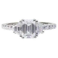 Stunning 1.83ct Double Excellent Ideal Cut Diamonds 3-Stone Ring - GIA Certified