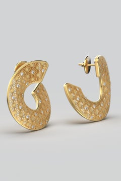 Stunning 18k Gold Diamond Earrings Made in Italy by Oltremare Gioielli