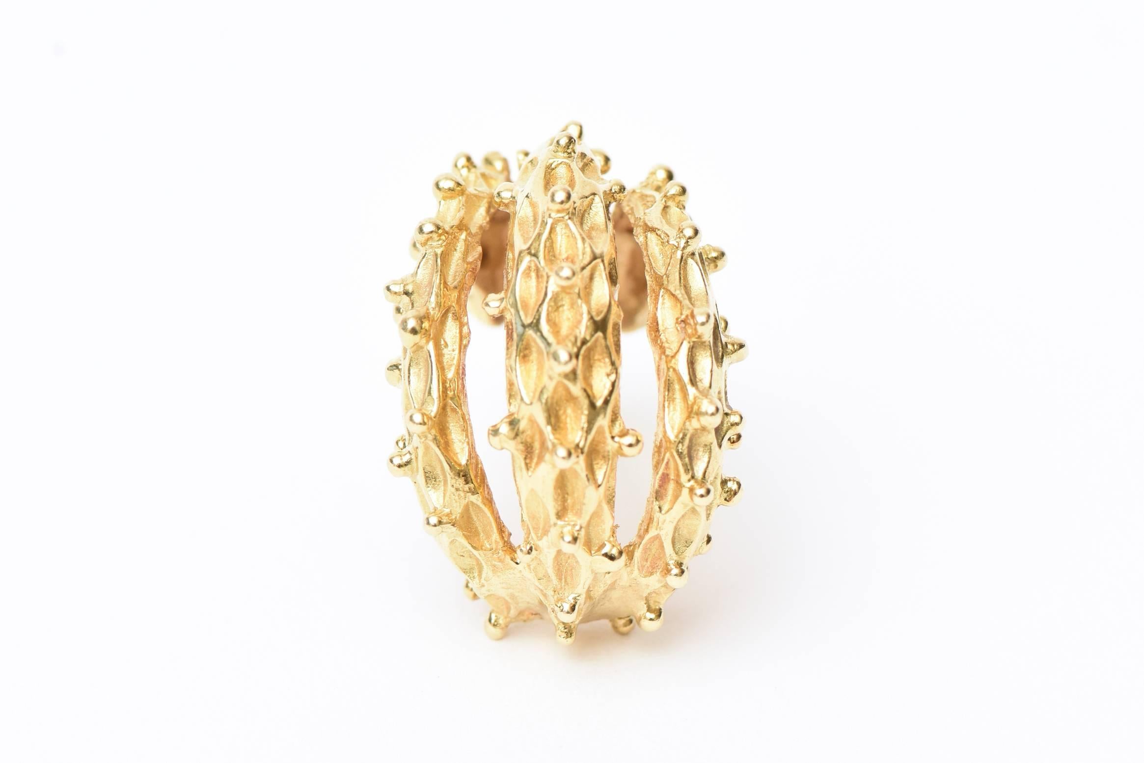 Boucles d'oreilles vintage en or 18 carats Pierce italiennes en vente 3