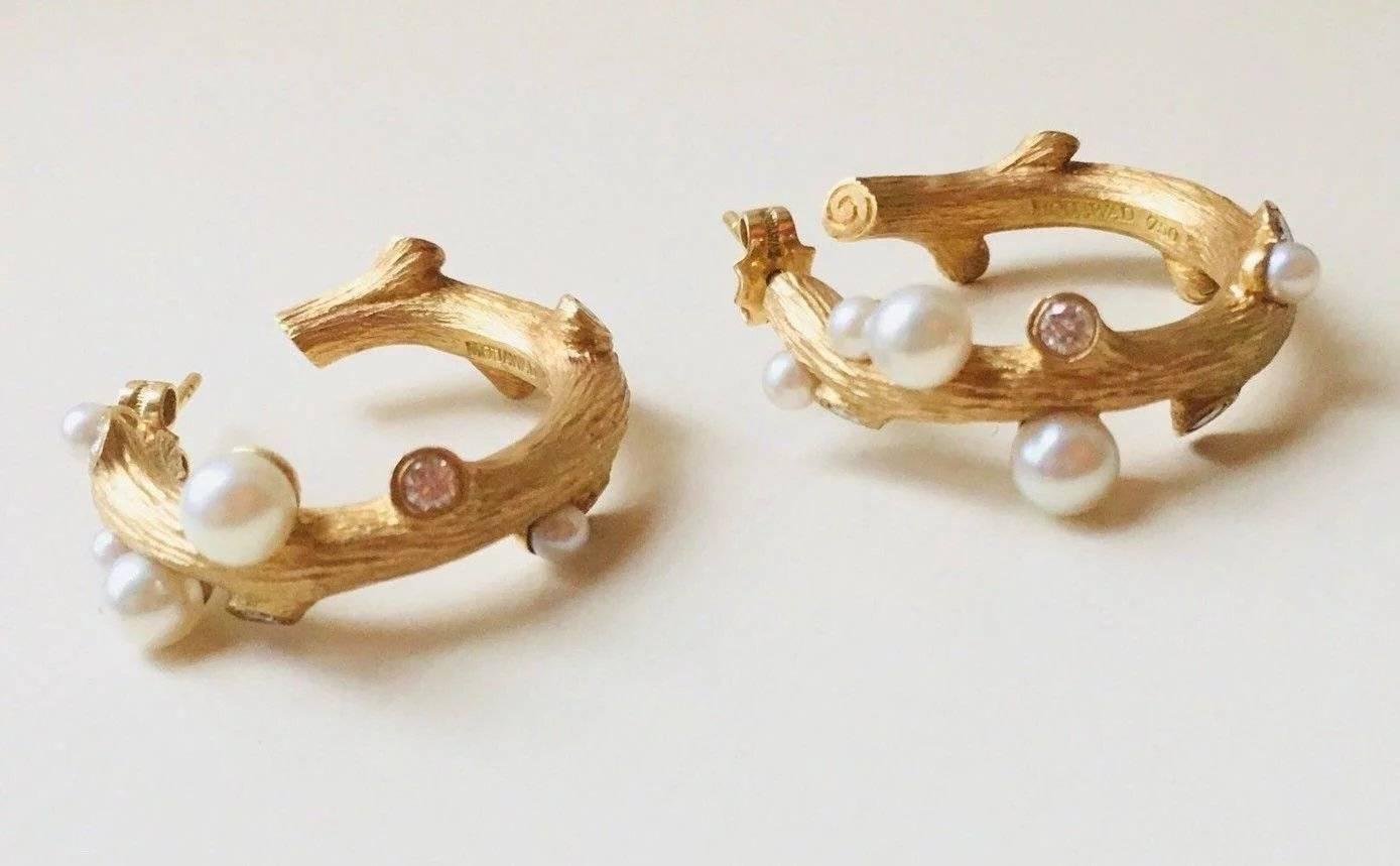 Stunning 18K Gold Mouawad Designer Diamond Cultured Pearl Textured 1