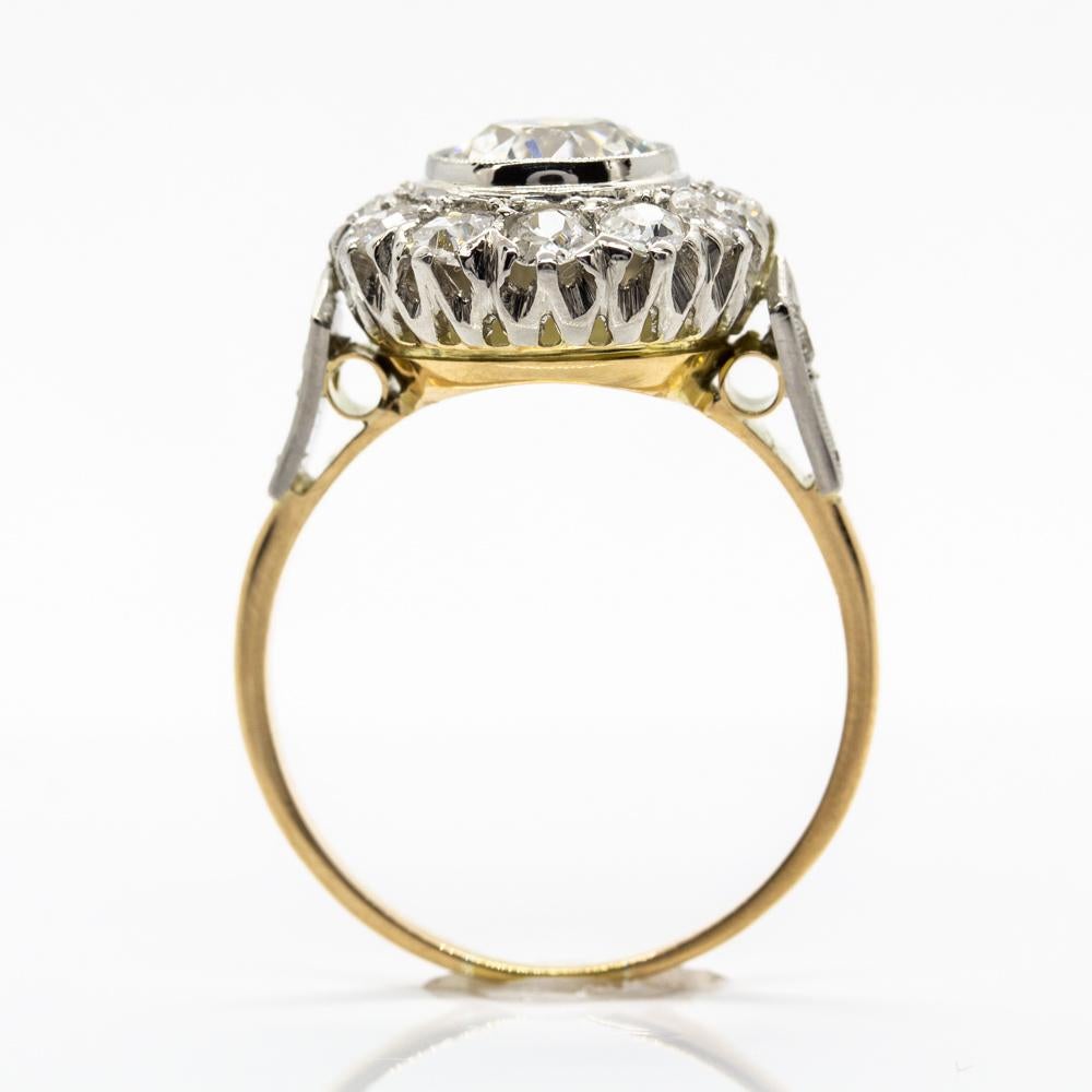 Antique Victorian 18 Karat Gold and Platinum Diamonds Ring In Excellent Condition In Miami, FL