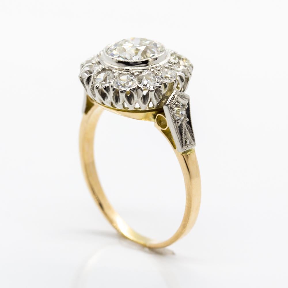 Women's or Men's Antique Victorian 18 Karat Gold and Platinum Diamonds Ring