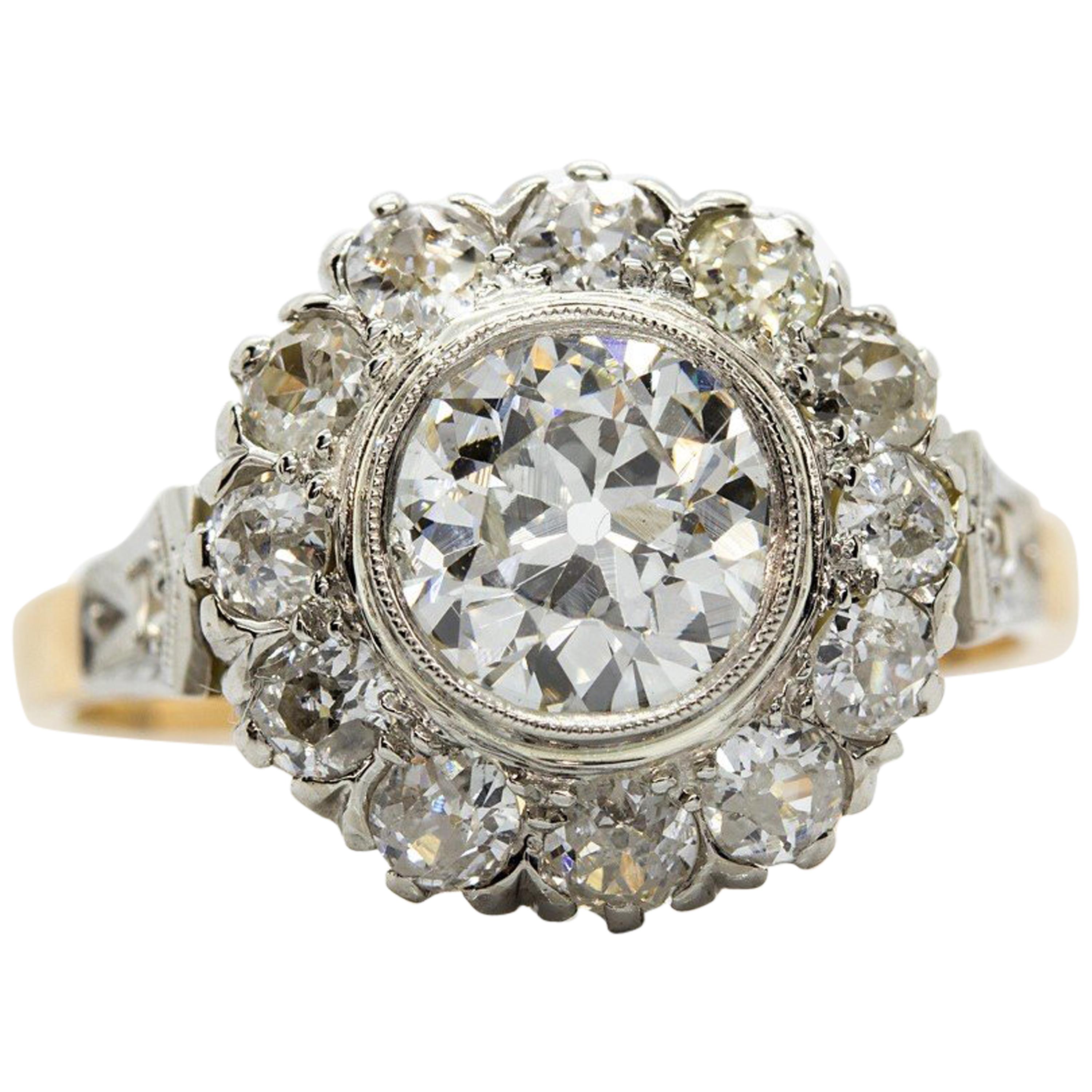 Antique Victorian 18 Karat Gold and Platinum Diamonds Ring