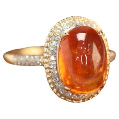 18K Gold 4.96 Carat Vivid Fanta Spessartine Diamond Ring