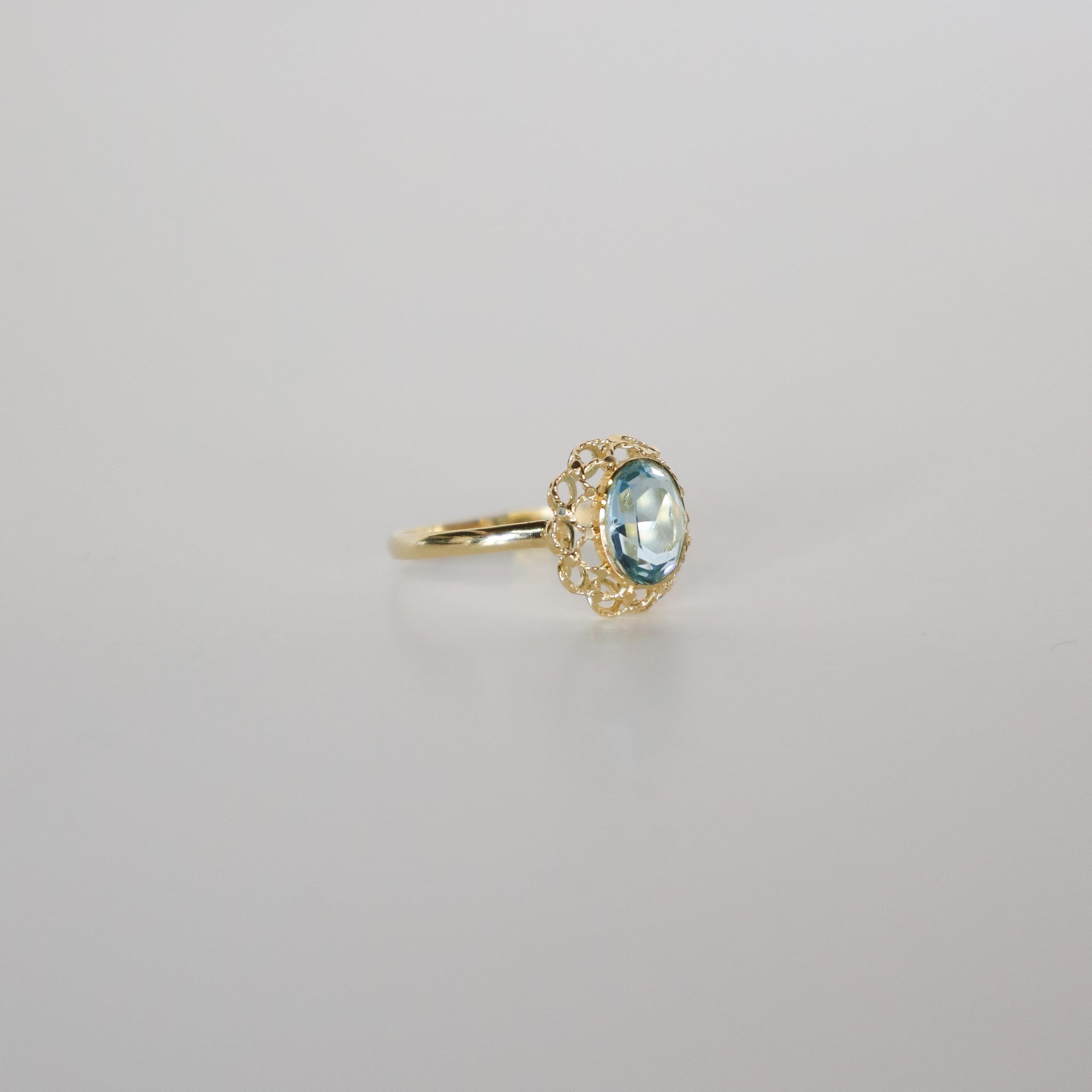 Ring aus 18k Gelbgold mit natürlichem Blautopas im Brillantschliff 3