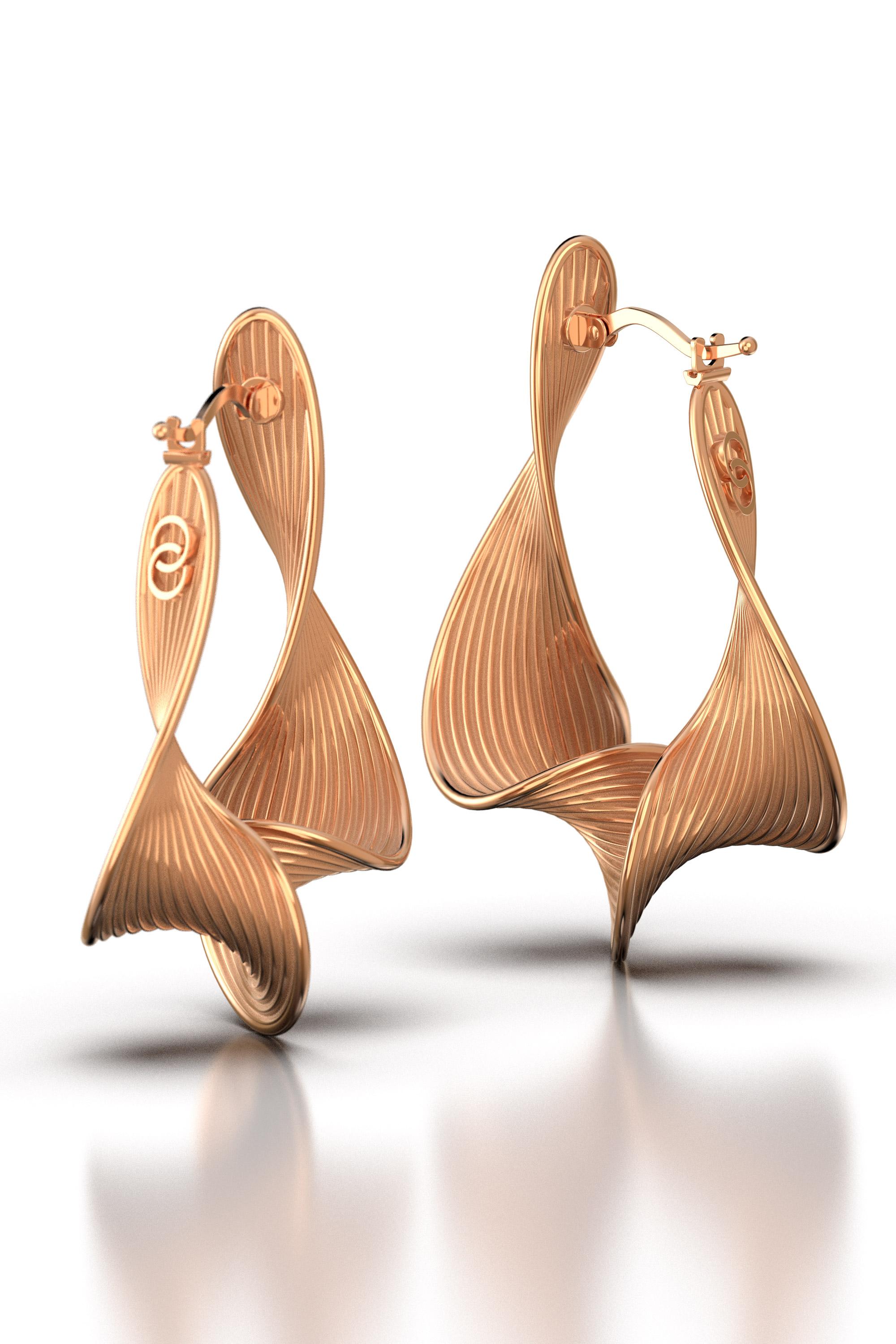 Women's Stunning 18k Gold Twisted Hoop Earrings by Oltremare Gioielli Italian Jewelry For Sale