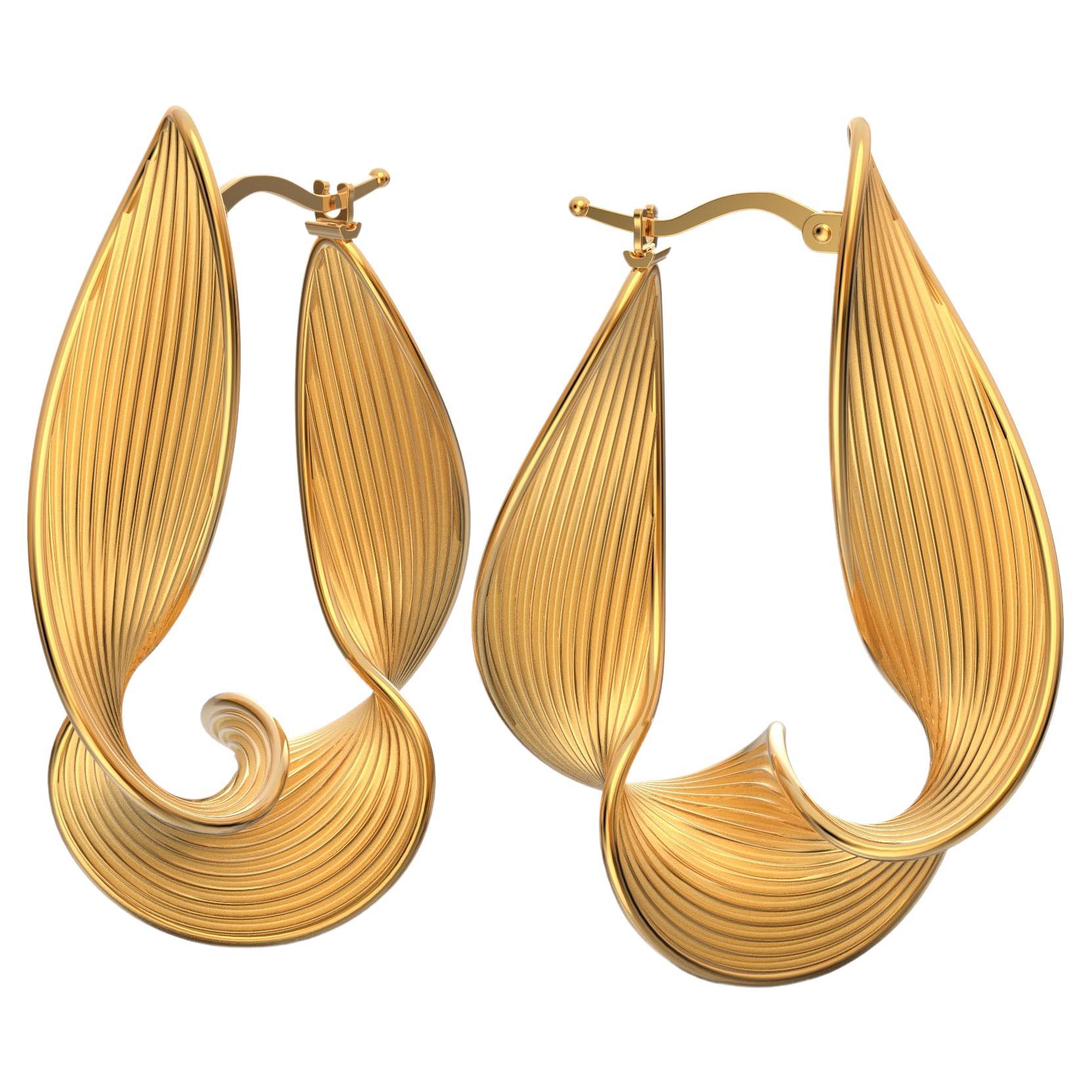 Stunning 18k Gold Twisted Hoop Earrings by Oltremare Gioielli Italian Jewelry For Sale