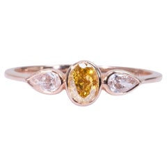 Stunning 18k Rose Gold 3 Stone Ring with 0.40 Ct Natural Diamonds, AIG Cert