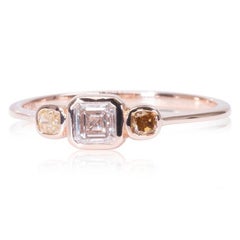 Stunning 18K Rose Gold 3 Stone Ring with 0.57 ct Natural Diamond-AIG Certificate