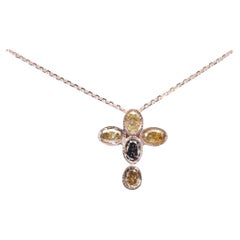 Stunning 18k Rose Gold 5 Stone Necklace with 0.55 Ct. Natural Diamonds, AIG Cert