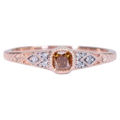 Stunning 18k Rose Gold Art Deco Ring with 0.34 ct Natural Diamonds- AIG cert
