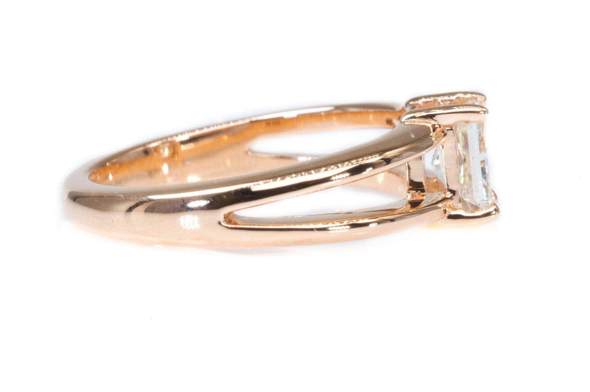 Superbe bague en or rose 18 carats avec un diamant naturel de 0,50 carat - Certificat GIA en vente 4