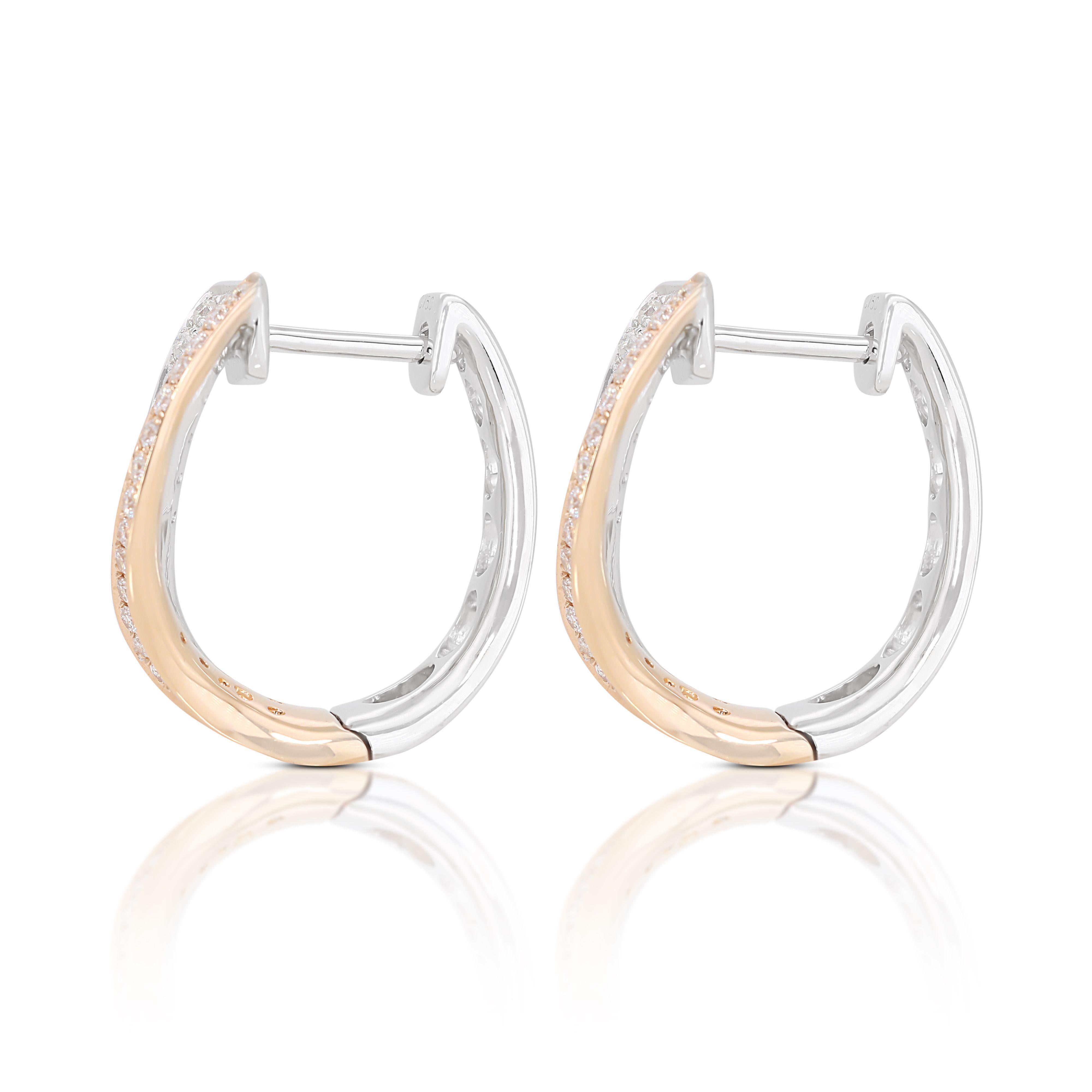 Women's Stunning 18K Two-tone 1.12ct Diamond Plug Earrings For Sale