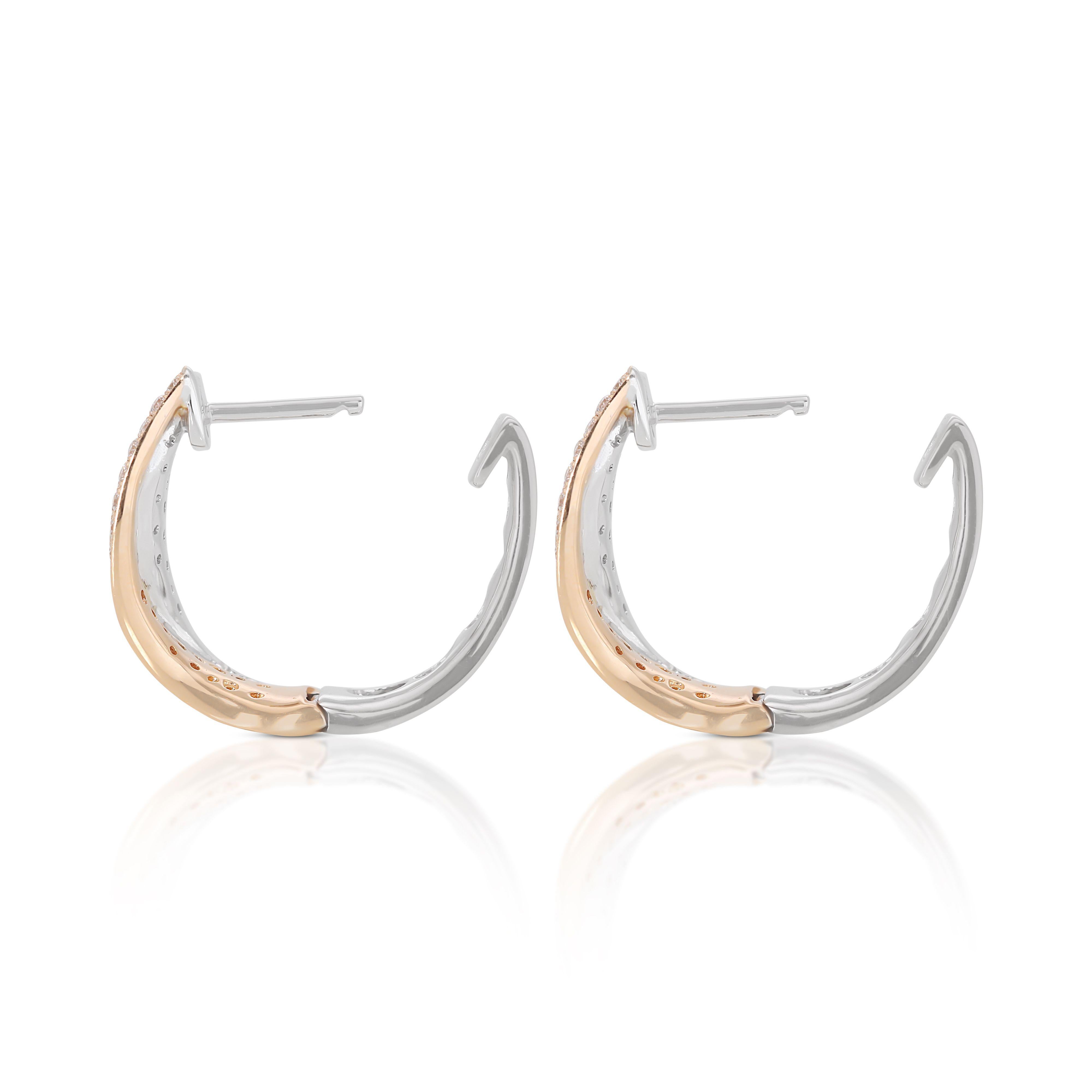 Stunning 18K Two-tone 1.12ct Diamond Plug Earrings For Sale 1