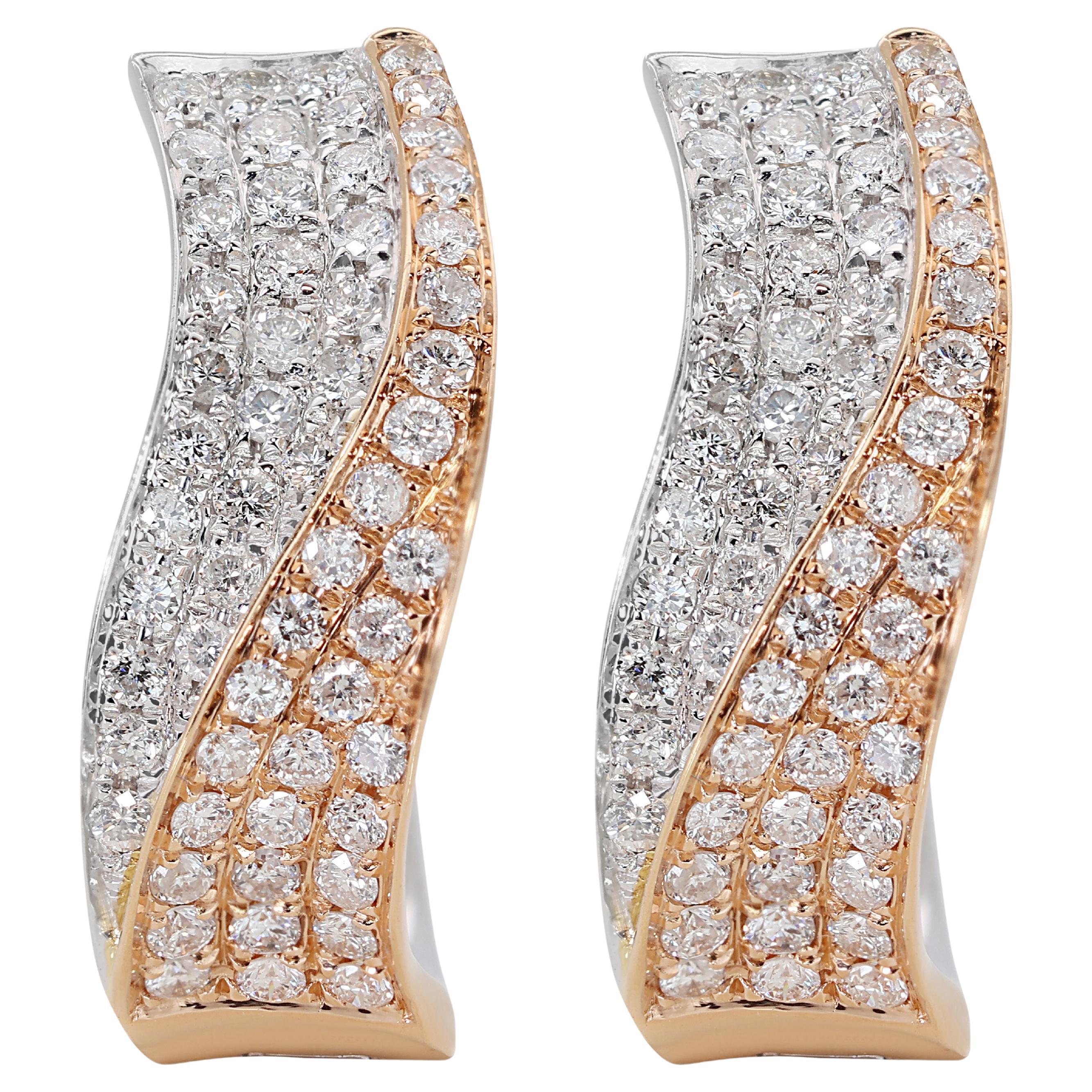 Atemberaubende 18K zweifarbige 1,12 Karat Diamant-Ohrringe mit Steckern im Angebot