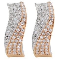 Atemberaubende 18K zweifarbige 1,12 Karat Diamant-Ohrringe mit Steckern