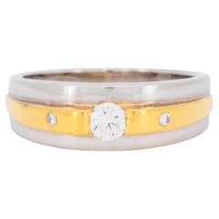 Stunning 18k Two Tone Gold Three Stone Ring with 0.095 Ct Natural Diamonds