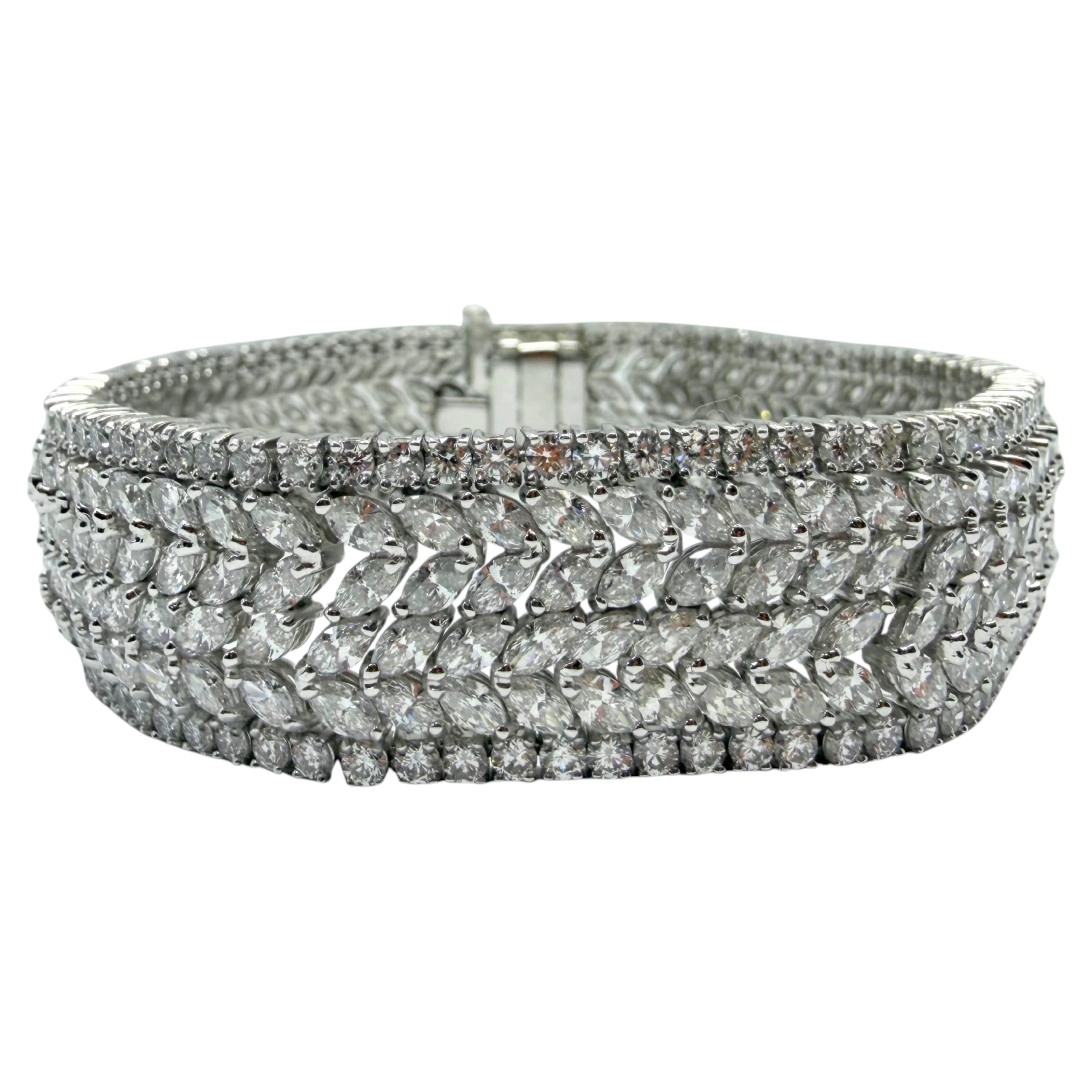 Preciosa pulsera de oro blanco de 18 quilates con un diamante de 19,84 quilates - 7 pulgadas en venta