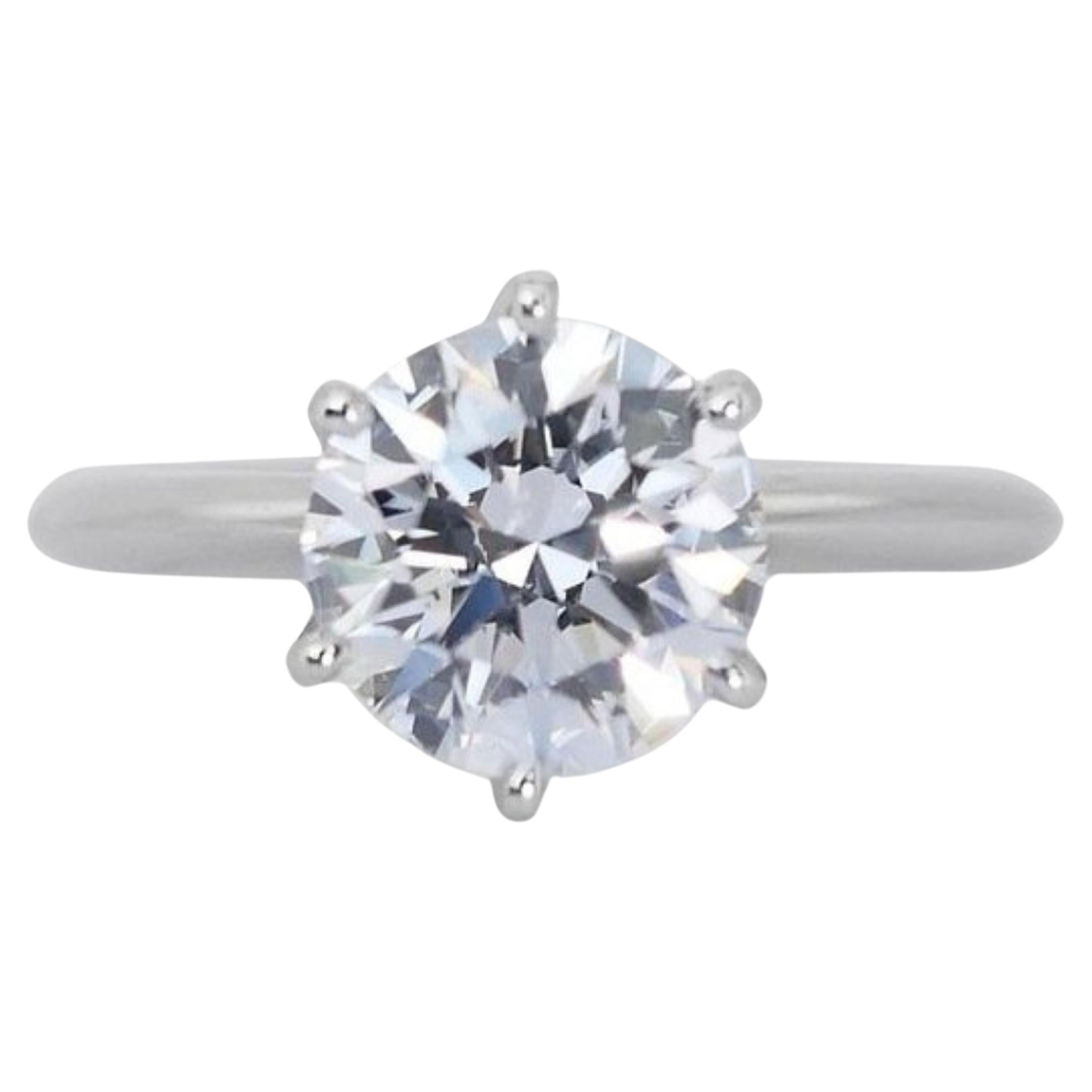 Stunning 18k White Gold 3.00 Carat Round Brilliant Diamond Solitaire Ring For Sale