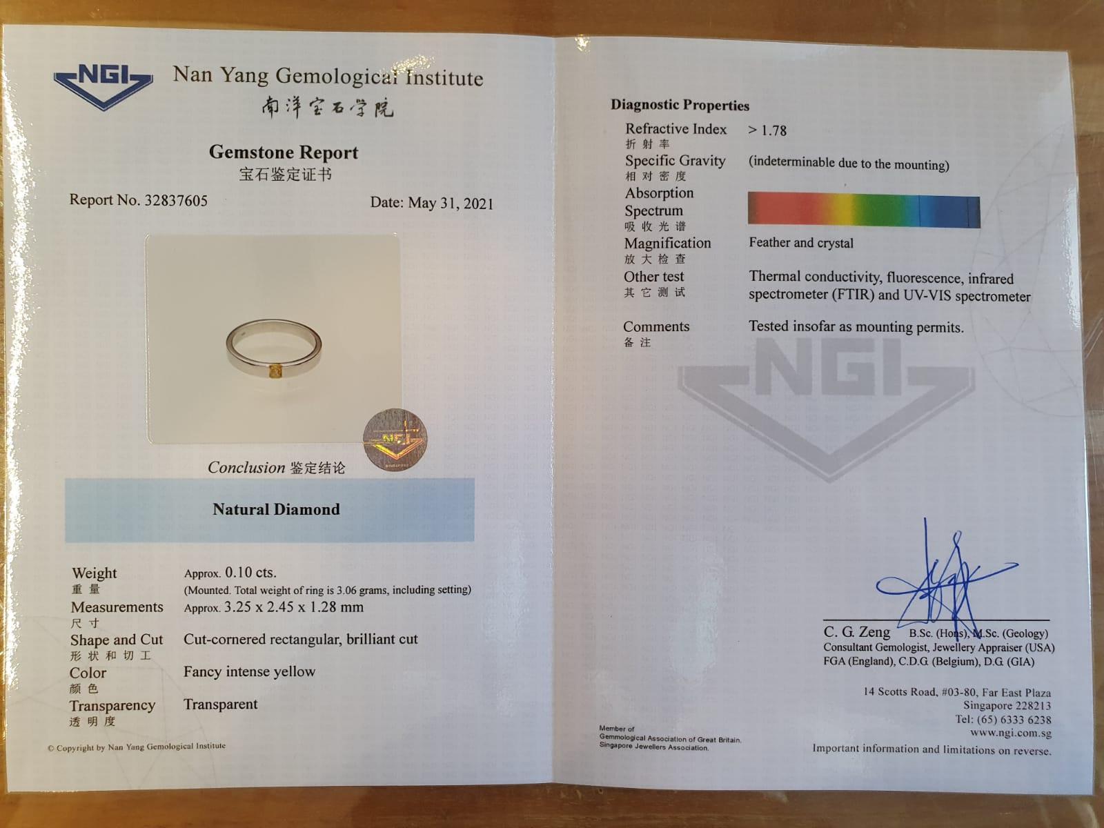 Atemberaubender Ring aus 18 Karat Weißgold mit 0,10 Karat natürlichen Diamanten, NGI-Zertifikat im Angebot 2