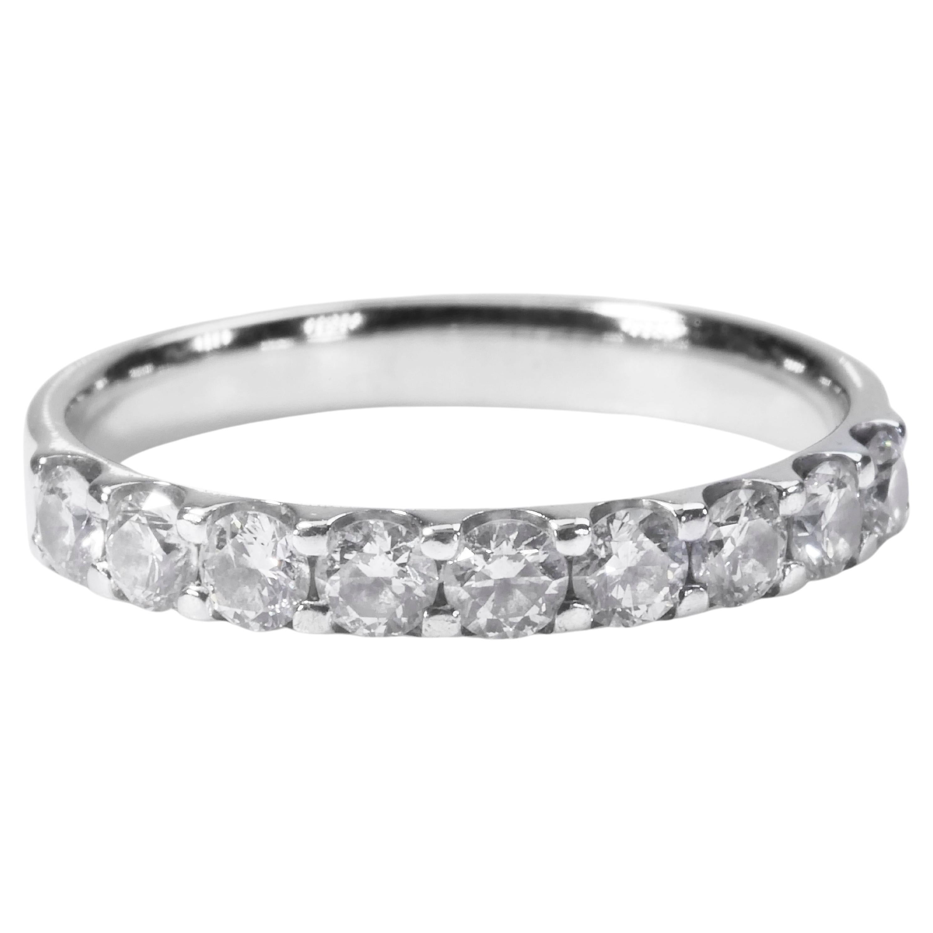 Stunning 18k White Gold Thin Band Ring with 0.06 Ct Natural Diamonds at