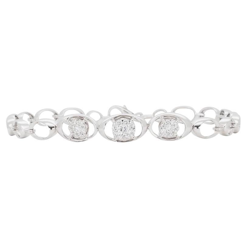 Stunning 18K White Gold Bracelet with 0.4 ct Natural Diamonds For Sale