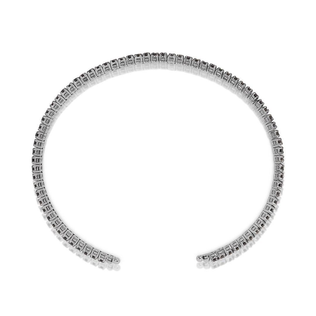 Stunning 14K White Gold Bracelet with Black Diamonds For Sale 1