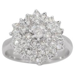 Superbe bague fleur en or blanc 18 carats avec diamants naturels de 2,22 carats