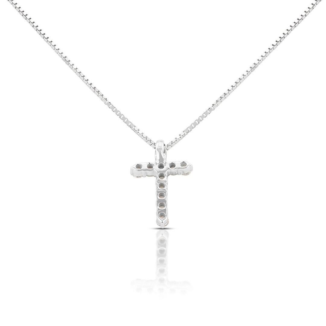 Superbe pendentif croix en or blanc 18 carats avec diamants 0,41 carat - chaîne non incluse en vente 1