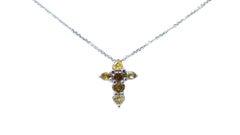 Stunning 18K White Gold Cross Necklace with 0.81 ct Natural Diamonds, AIG Cert
