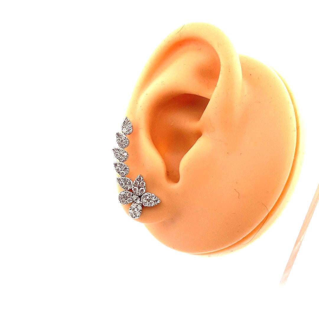 Women's Stunning 18k White Gold Diamond Ear Crawler Earrings