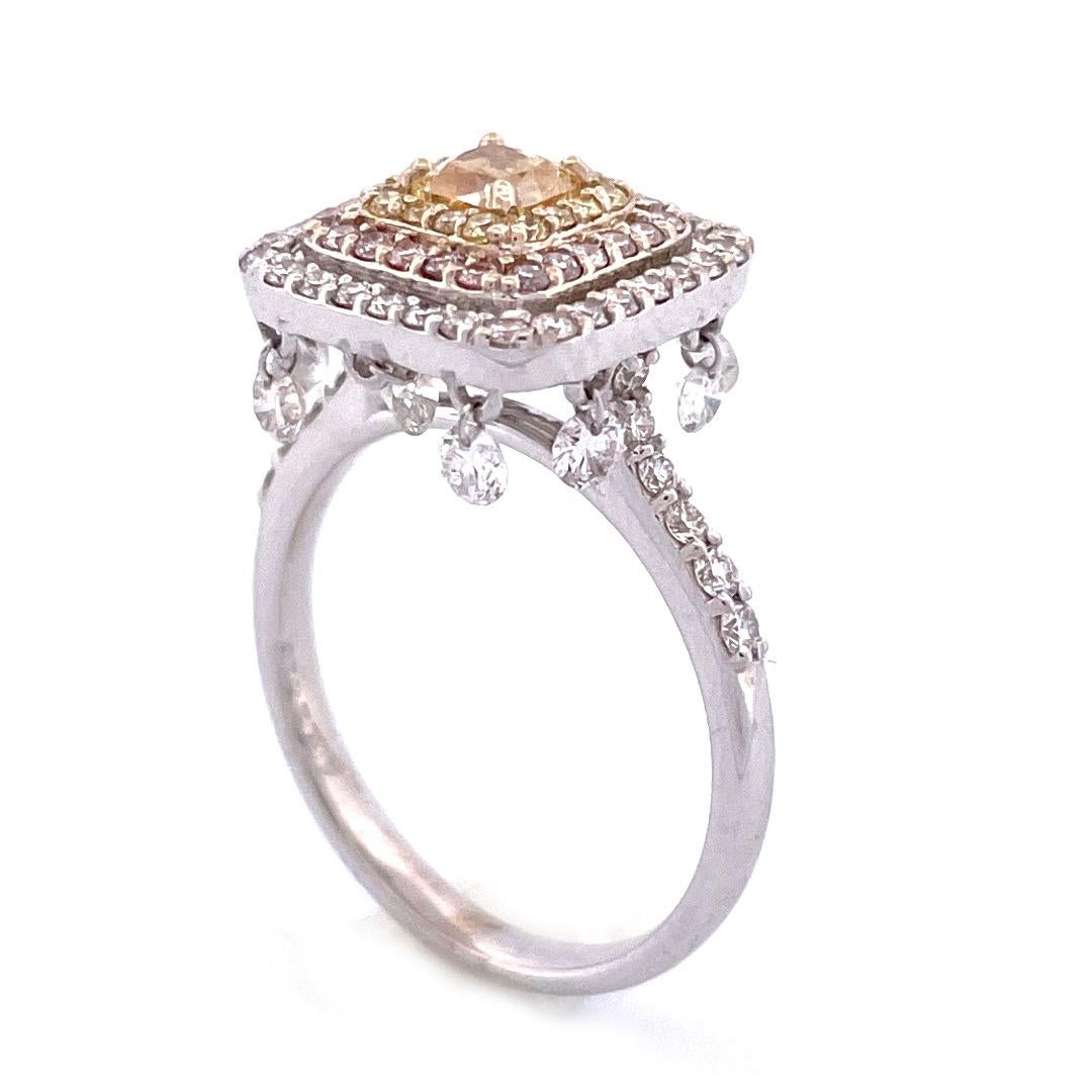 Modern Stunning 18k White Gold Diamond Halo Ring For Sale