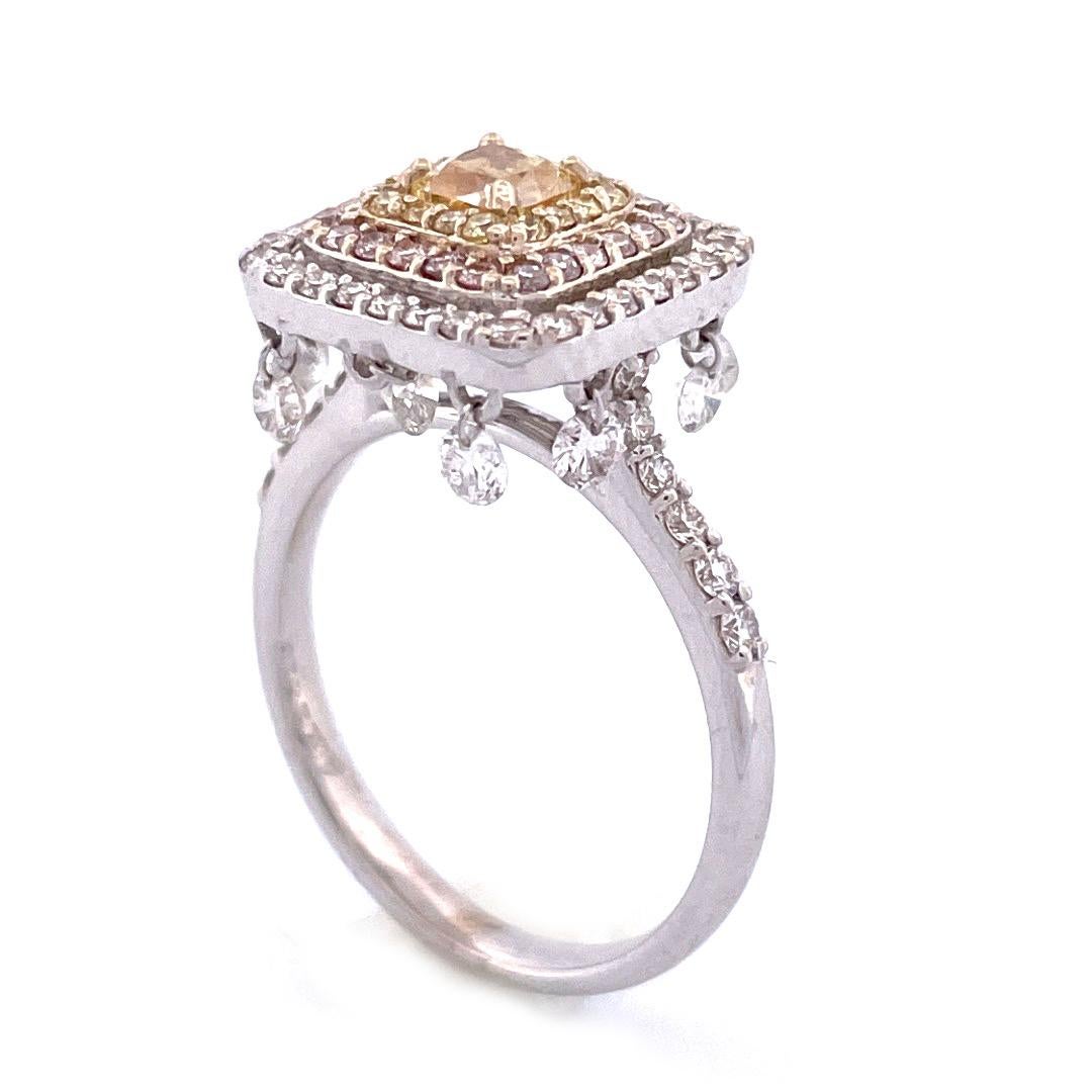 Stupendo anello aureola con diamante in oro bianco 18k In condizioni Nuovo in vendita a New York, NY