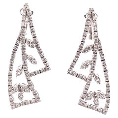 Stunning 18k White Gold Diamond Leaf Earrings